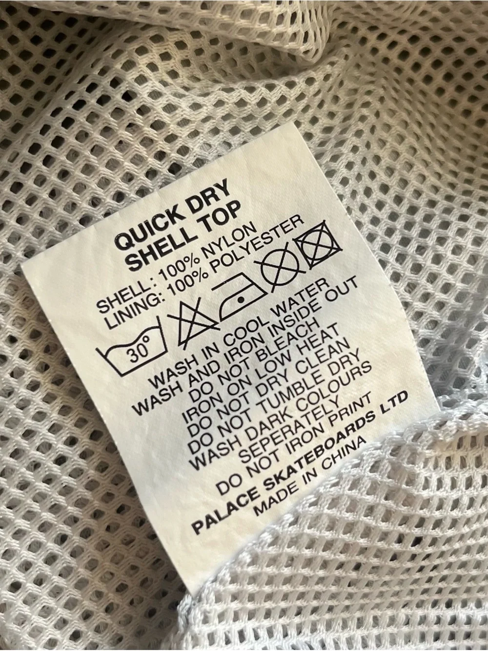Palace Quick Dry Soft Shell Hooded Windbreaker Jacket Light Grey Size M